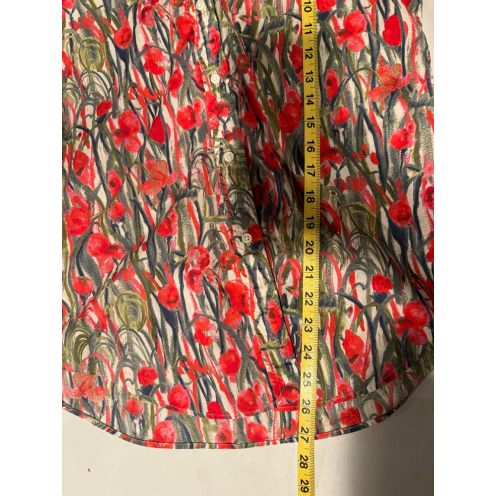 Ann Washburn Floral Button Down Shirt Size L Red Green - Picture 7 of 7